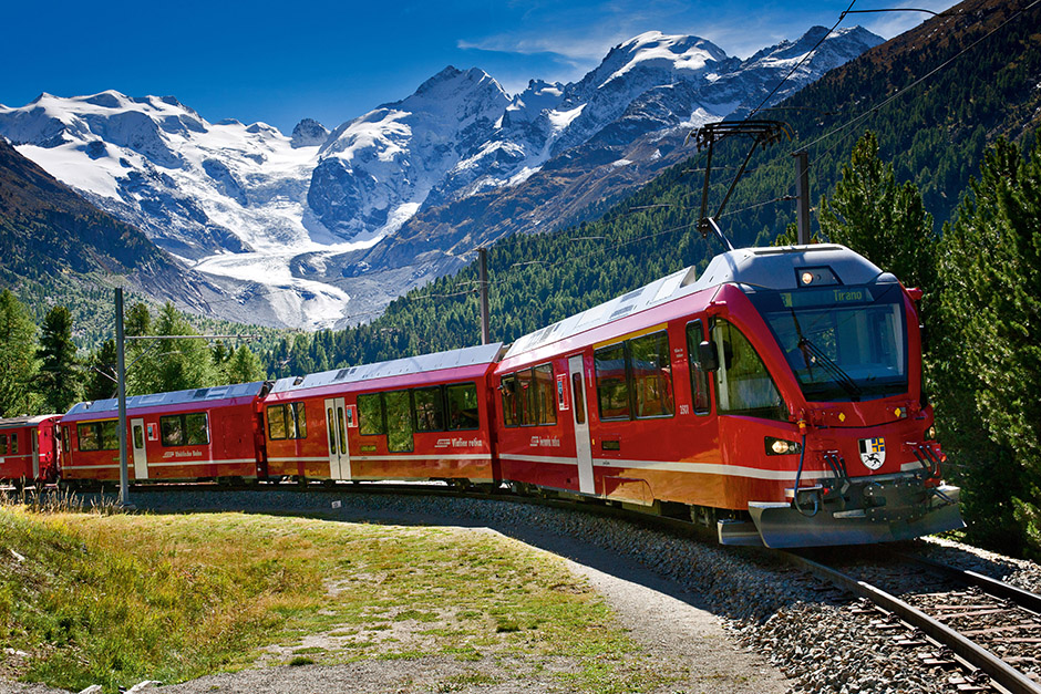 Orient Express Train passes through the Gothard Tunnel, Switzerland 