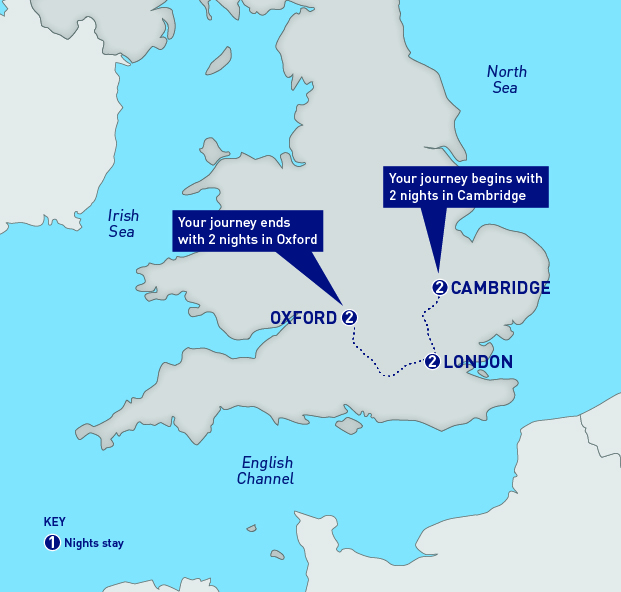 Oxford And Cambridge Map Cambridge, London And Oxford | Railbookers