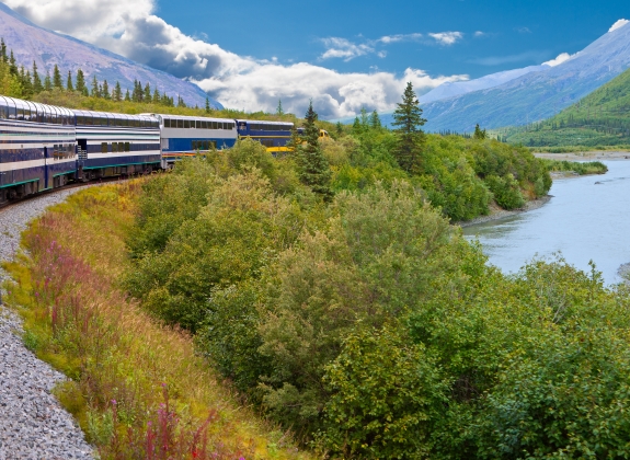 alaska railroad train in alaska