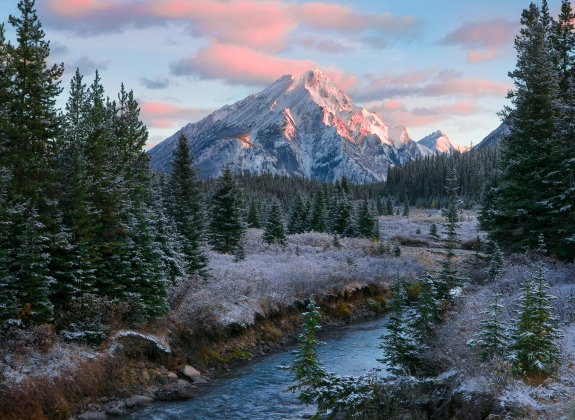 sunrise view of the Canadian Rockies