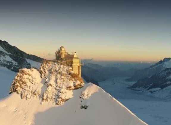 The summit of the Jungfraubahn at sunset