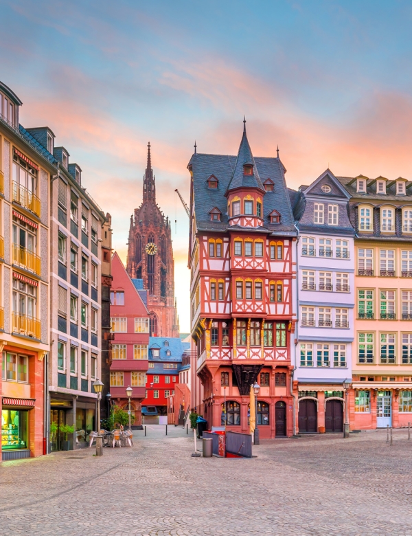 Frankfurt Old town square romerberg at twilight