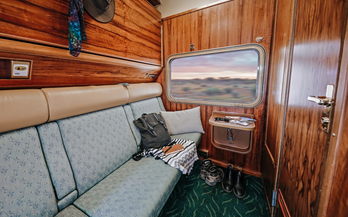 Gold twin cabin accommodation onboard the Ghan and Indian Pacific trains