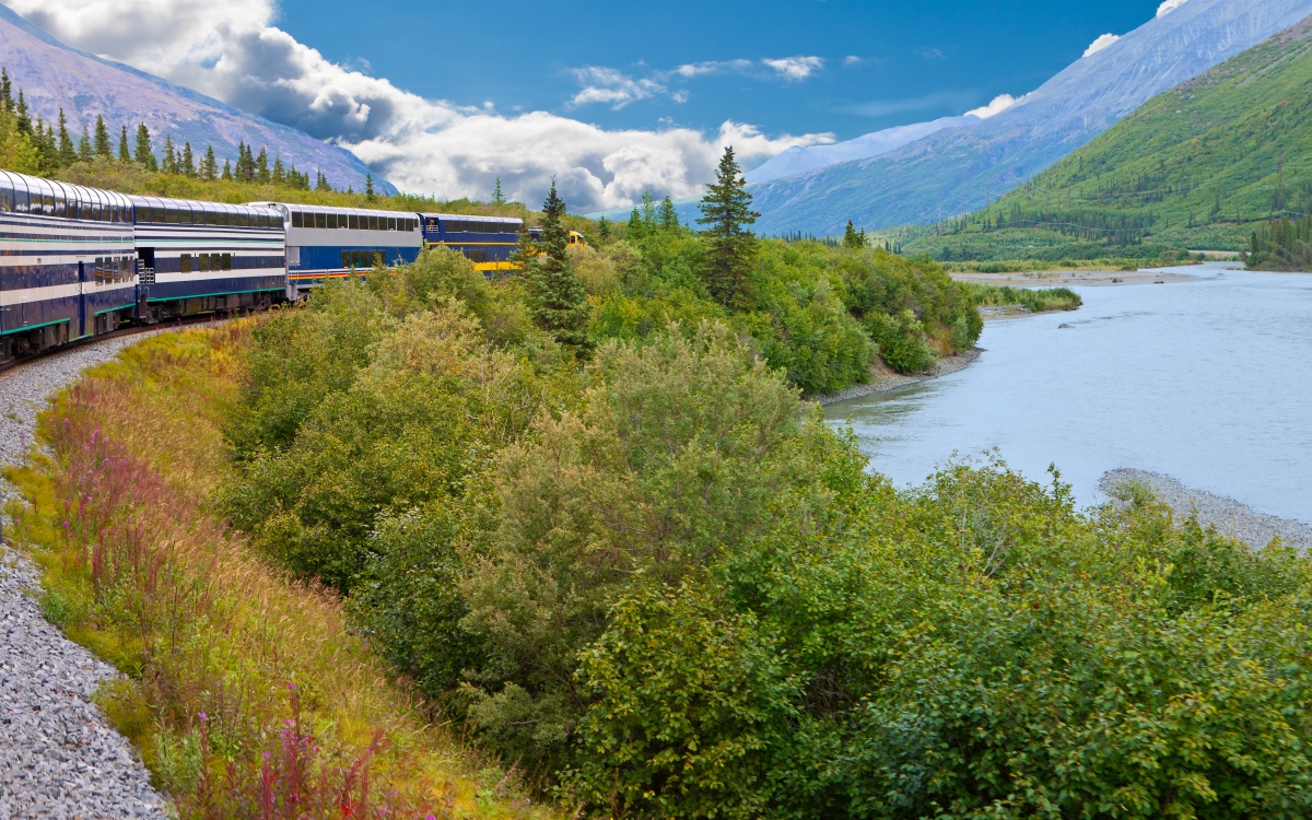 alaska railroad train in alaska