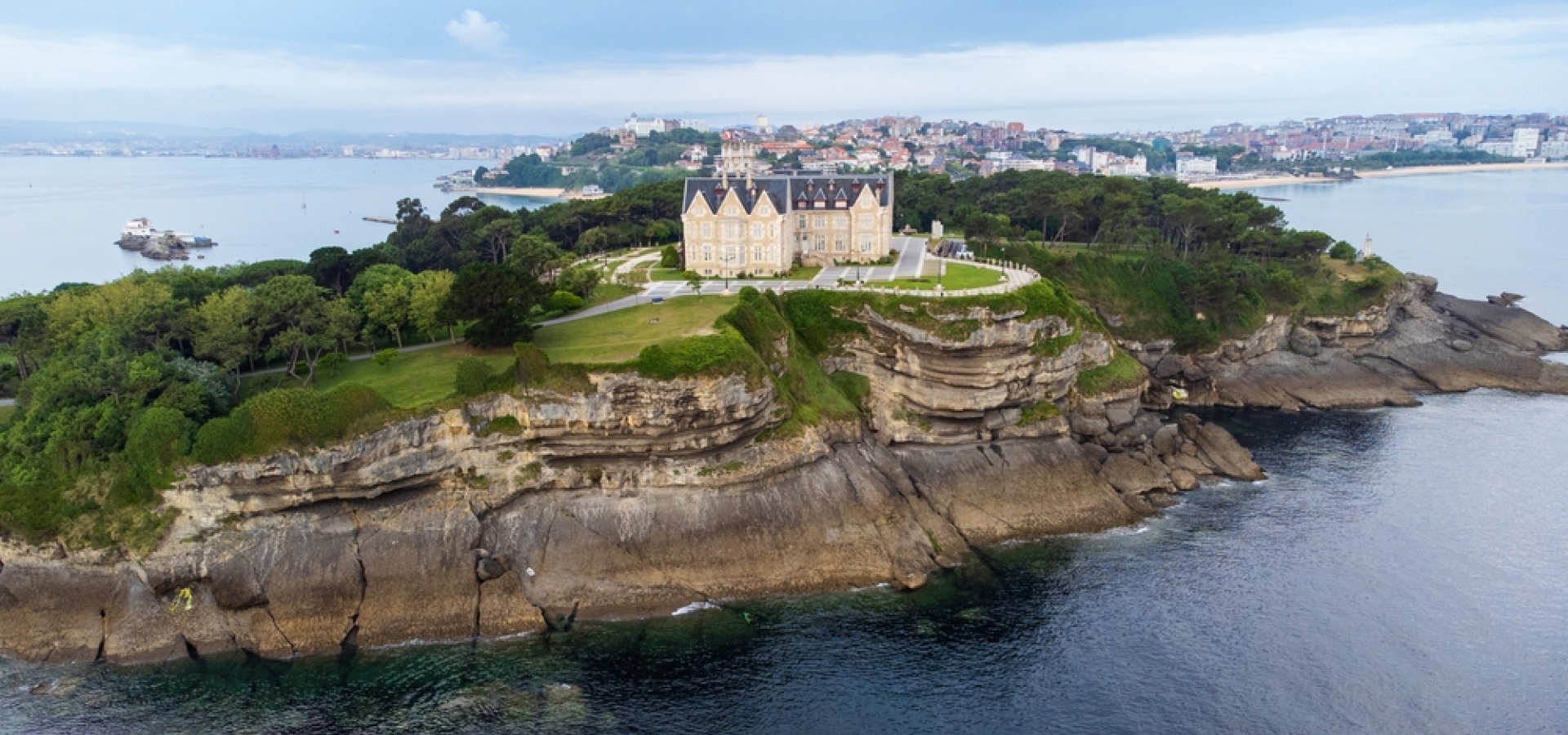 Magdalena Peninsula with beautiful gardens overlooking the Cantabrian Sea. Santander, Cantabria, Spain.
