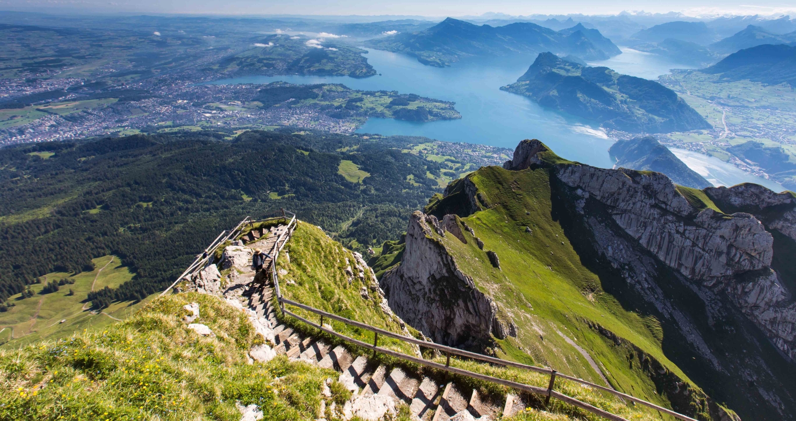 Looking down to Lake Lucerne from the summit of a mountain
