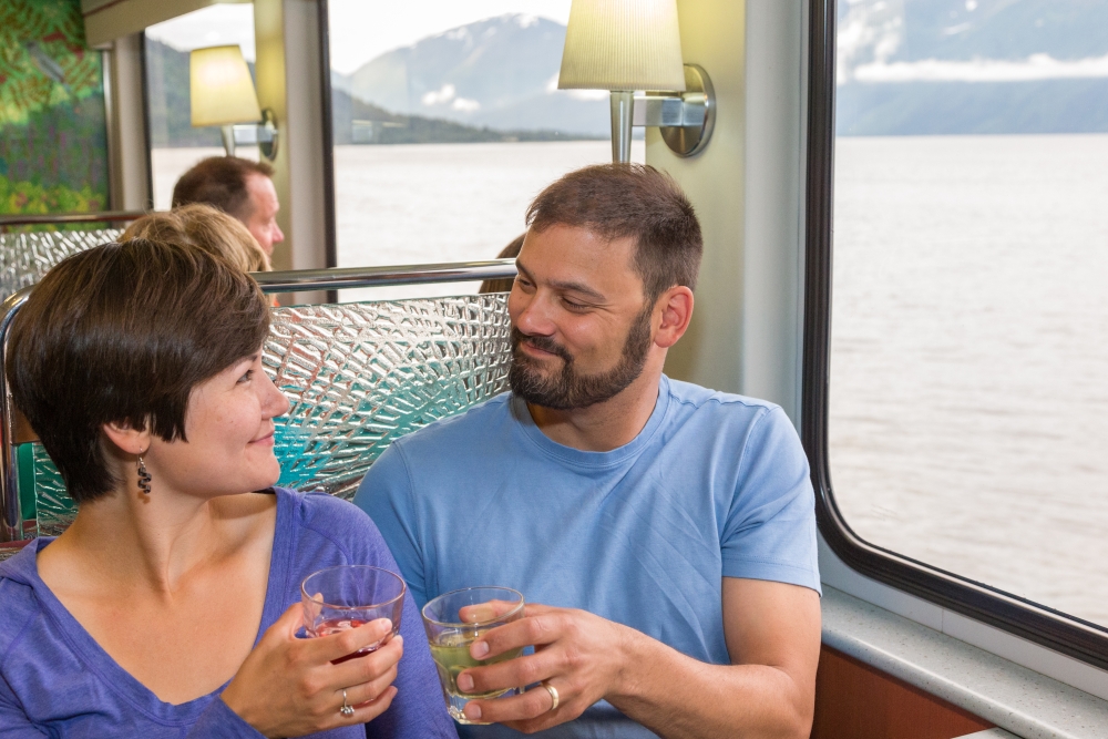 people dining on the Alaska Railroad