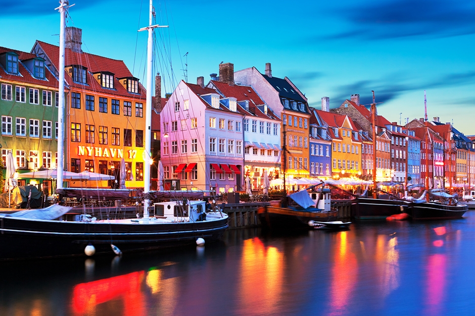 Boats docked in Copenhagen's harbor