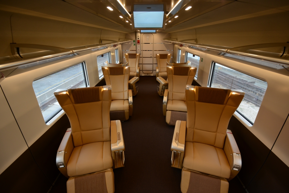 An executive train carriage ahead of boarding