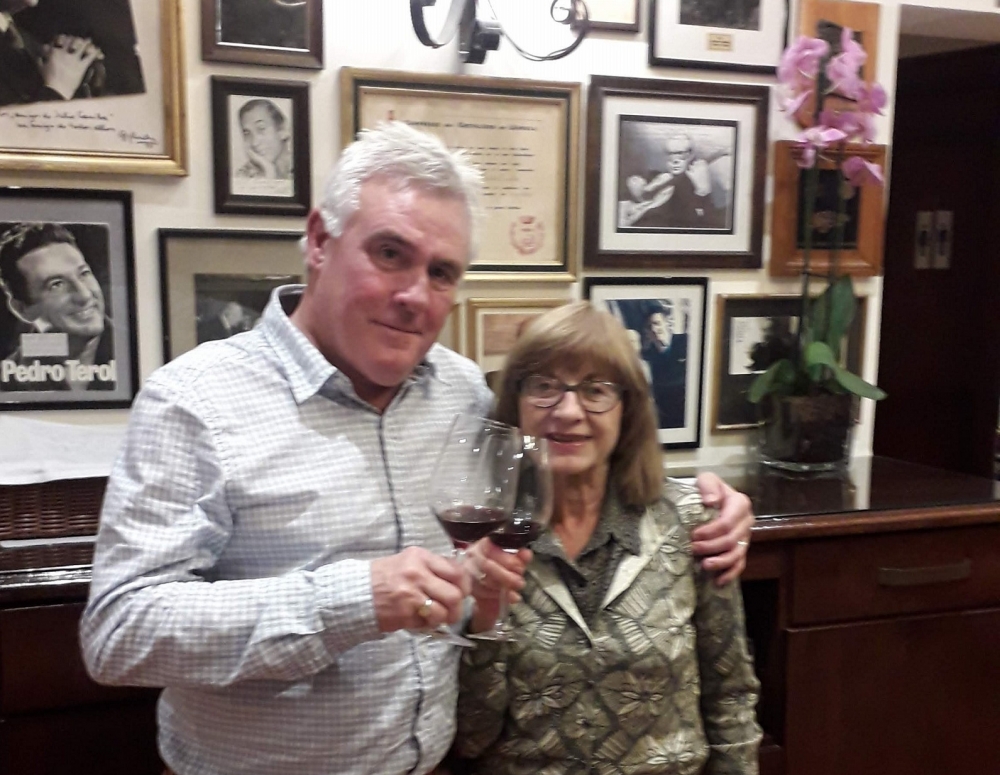 Keith and Ruby in a superb, very old, restaurant in Madrid