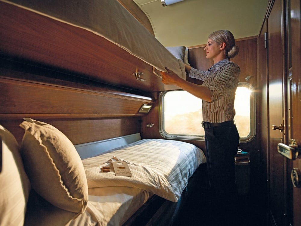 ghan sleeper train gold service sleeping room turndown