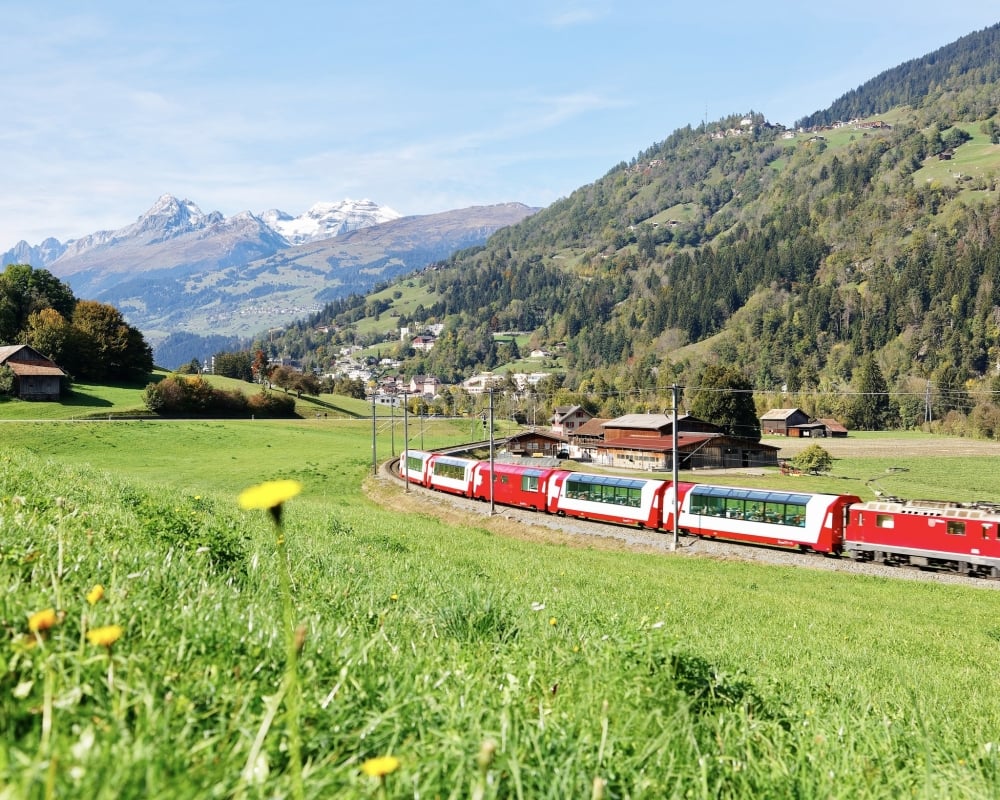 Glacier Express The Glacier Express passing through scenic switzerland landscapes