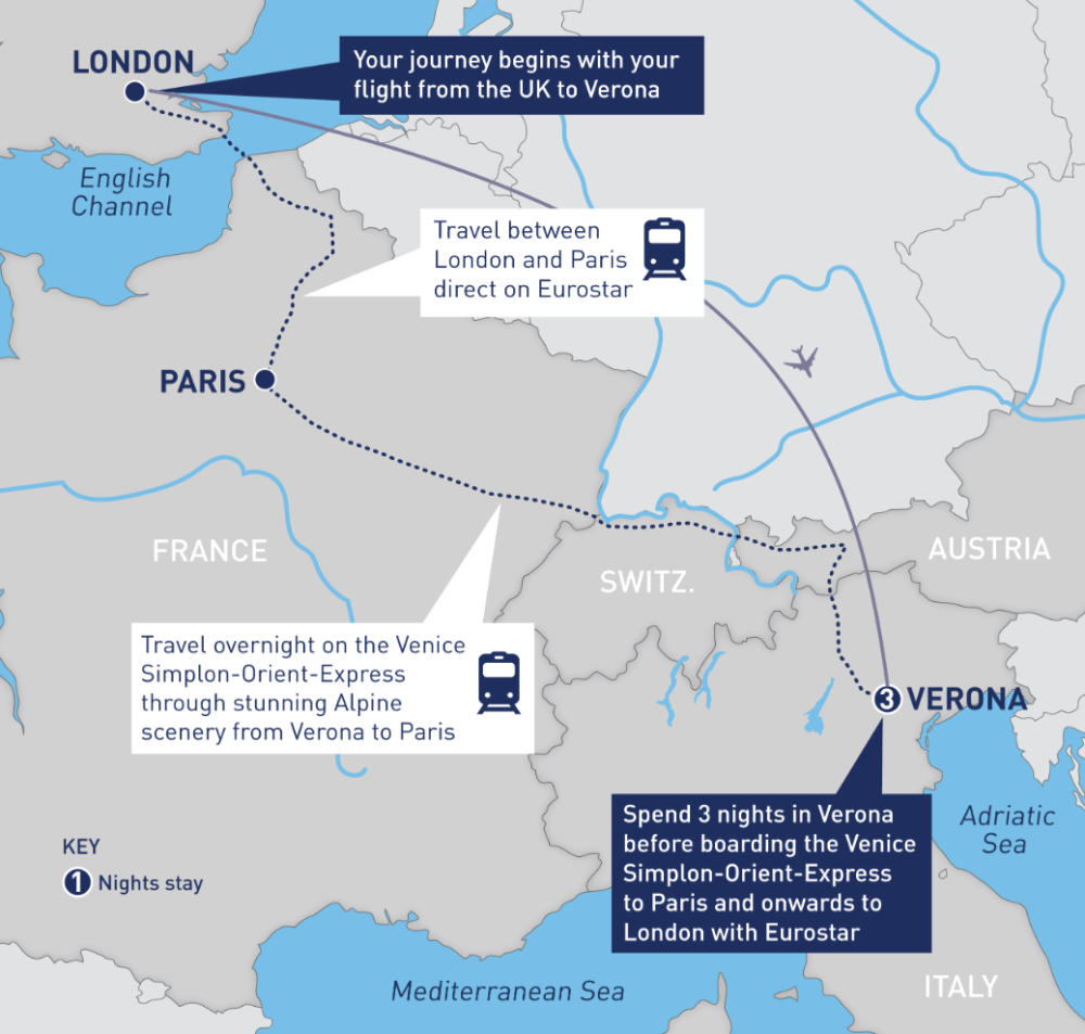 Venice Simplon-Orient-Express with Verona to London